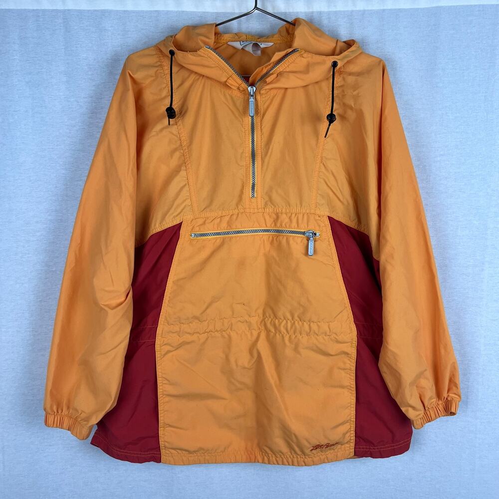Vintage L.L. Bean Anorak Jacket Womens Medium Windbreaker Orange Gorpcore Hike